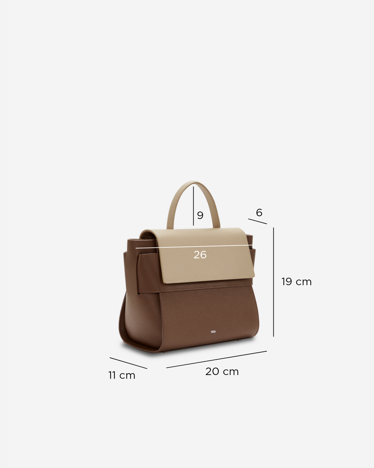 กระเป๋าถือหนังแท้ VERA Margo Leather Handbag, Size 20 สี Perfect Mocha Mousse